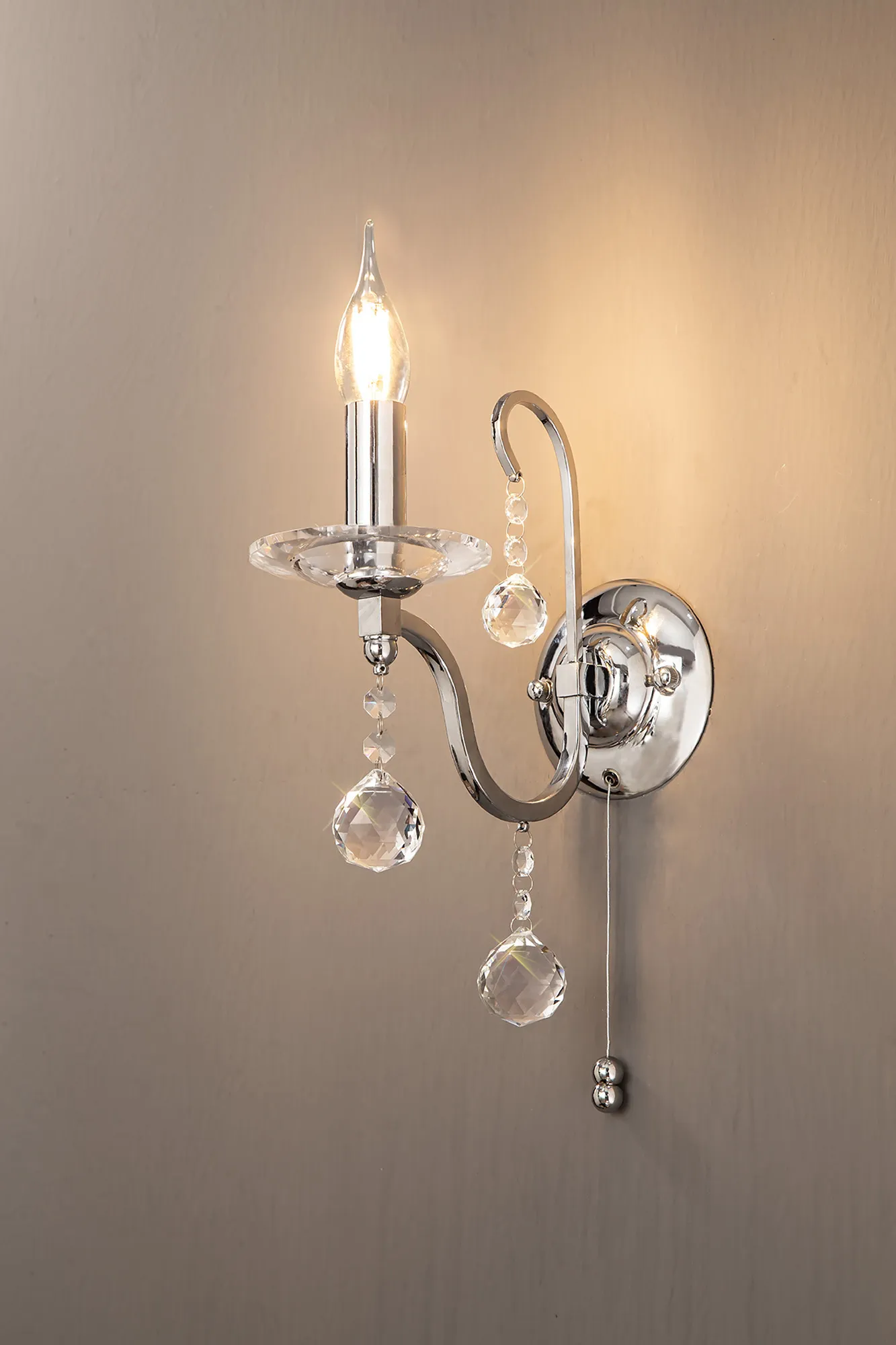 IL30111  Bianco Crystal Switched Wall Lamp 1 Light Polished Chrome